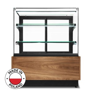 Witryna cukiernicza chłodnicza Dolce Visione Premium Breve 1300 | podświetlany cokół | wersja obniżona | 1300x670x1110+/-10 mm | Resto Quality