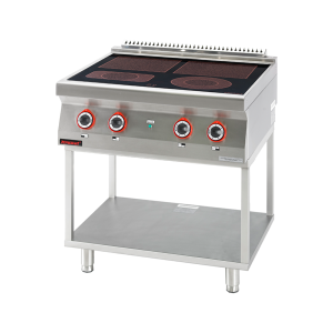 Kuchnia elektryczna ceramiczna 4 pola 2x4kW + 2x2,1kW na podstawie szkieletowej | 700.KE-4C.T, Kromet
