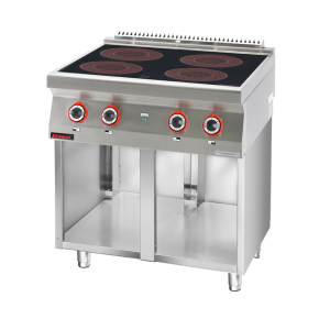 Kuchnia indukcyjna 4x3,5kW na podstawie szafkowej otwartej | 700.KE-4i/800.S, Kromet