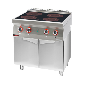 Kuchnia indukcyjna 4x3,5kW na podstawie szafkowej zamkniętej | 700.KE-4i/800.S.D, Kromet
