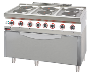 Kuchnia elektryczna z piekarnikiem elektrycznym moduł  3xGN 1/1 6x2,6kW + 8,4 kW (piekarnik) | 700.KE-6/PE-3, Kromet