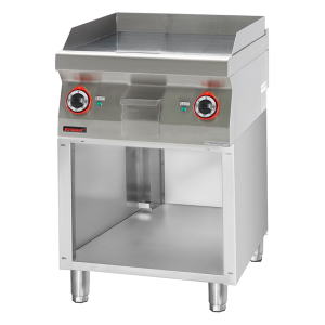 Płyta grillowa gładka 600 mm 8kW na podstawie szafkowej otwartej | 700.PBE-600G.S, Kromet