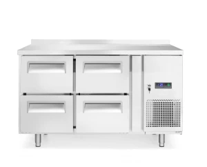 Stół chłodniczy z 4 szufladami i agregatem bocznym, Arktic, Profi Line, Z tylnym rantem, 90L, srebrny, 230V/250W, 1360x700x(H)840mm
