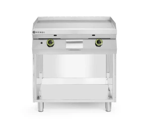 Płyta grillowa gazowa, gładka, na podstawie zamkniętej z 3 stron, HENDI, Kitchen Line, 2 strefy grzewcze, każda z 3 palnikami, łączna moc 10kW, 10kW, 800x700x(H)900mm