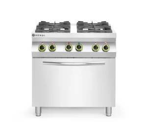 Kuchenka gazowa 4-palnikowa z piekarnikiem konwekcyjnym GN 1/1, HENDI, Kitchen Line, 230V/3000W, 19kW, 800x722x(H)900mm