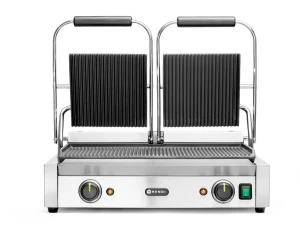 Grill kontaktowy podwójny, HENDI, góra i dół ryflowane, 230V/3600W, 570x375x(H)216mm