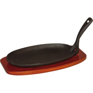 Półmisek żeliwny z podstawą drewnianą, 240x140x20 mm | 49004, STALGAST