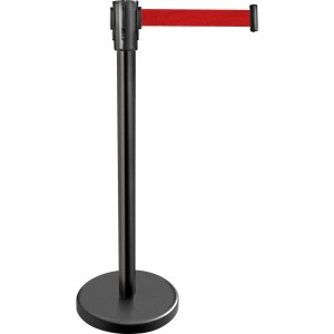 Słupek hotelowy czarny z taśmą zwijaną, O 300 mm, H 900 mm | 689011, Stalgast