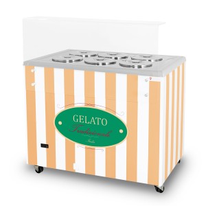 Dystrybutor do lodów | witryna do lodów | konserwator | retro | 6 tub | okrągłe kuwety | 1063x670x895 mm | GELATO POZETTI 6 BEIGE | Resto Quality