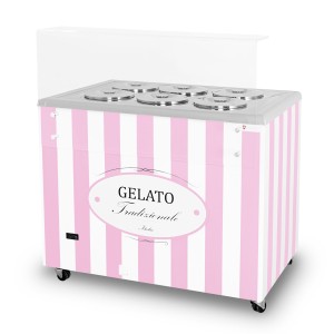 Dystrybutor do lodów | witryna do lodów | konserwator | retro | 6 tub | okrągłe kuwety | 1063x670x895 mm | GELATO POZETTI 6 PINK | Resto Quality