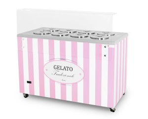 Dystrybutor do lodów | witryna do lodów | konserwator | retro | 8 tub | okrągłe kuwety | 1283x670x895 mm | GELATO POZETTI 8 PINK | Resto Quality