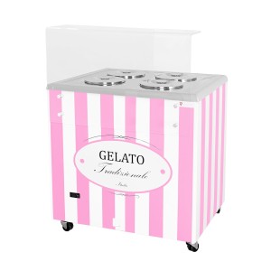 Dystrybutor do lodów | witryna do lodów | konserwator | retro | 4 tub | okrągłe kuwety | 843x670x895 mm | GELATO POZETTI 4 PINK | Resto Quality